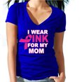 thumbnail image 1 of I Wear Pink For My Mom V-neck Shirt Support Breast Cancer Tee Color Royal Blue Large, 1 of 2