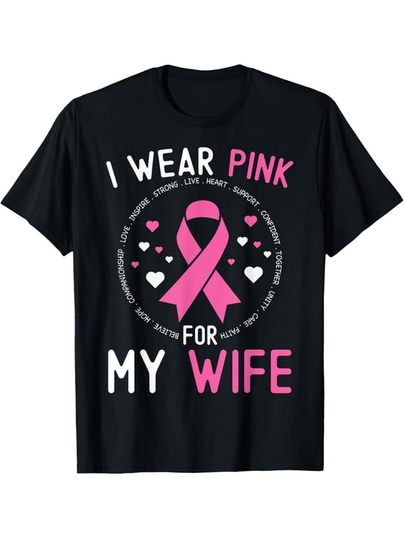 I Wear Pink For My Wife Breast Cancer Awareness Husband T-Shirt