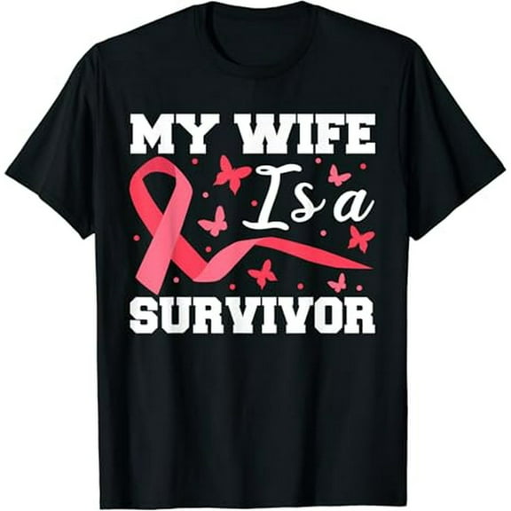 I Wear Pink For My Wife Shirt, Husb Breast Cancer Survivor T-Shirt
