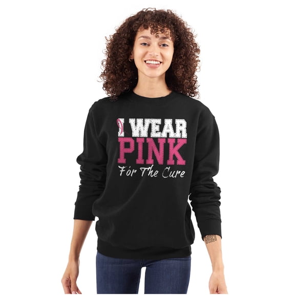 I Wear Pink For The Cure Warrior Women Crewneck Sweatshirt Brisco Brands S
