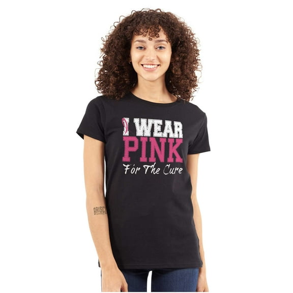 I Wear Pink For The Cure Warrior Womens Slim Fit Graphic Tee Brisco Brands S