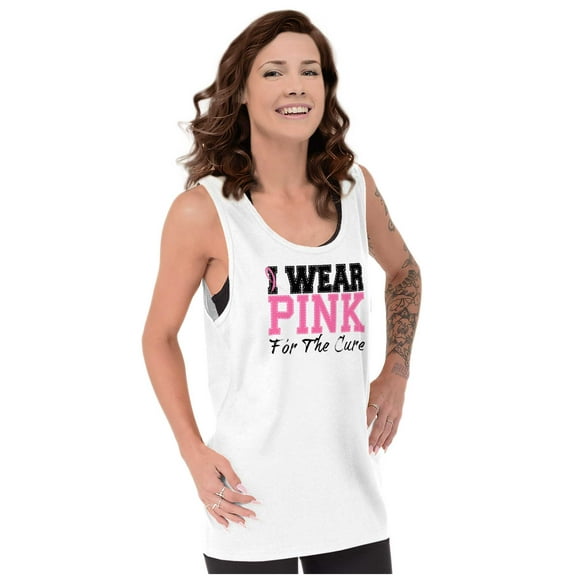 I Wear Pink For The Cure Warrior Womens Plus Size Graphic Tank Top Brisco Brands 3X