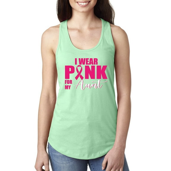 I Wear Pink for My Aunt Survivor Awareness Ladies Racerback Tank Top, Mint, Medium