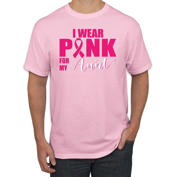 I Wear Pink for My Aunt Survivor Awareness Men's Graphic T-Shirt, Light Pink, 4XL
