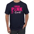 thumbnail image 1 of I Wear Pink for My Aunt Survivor Awareness Men's Graphic T-Shirt, Navy, Medium, 1 of 3