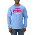 thumbnail image 1 of I Wear Pink for My Aunt Survivor Awareness Mens Long Sleeve Shirt, Light Blue, Large, 1 of 3
