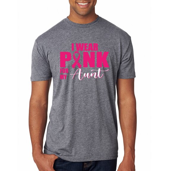 I Wear Pink for My Aunt Survivor Awareness Mens Premium Tri Blend T-Shirt, Premium Heather, Medium