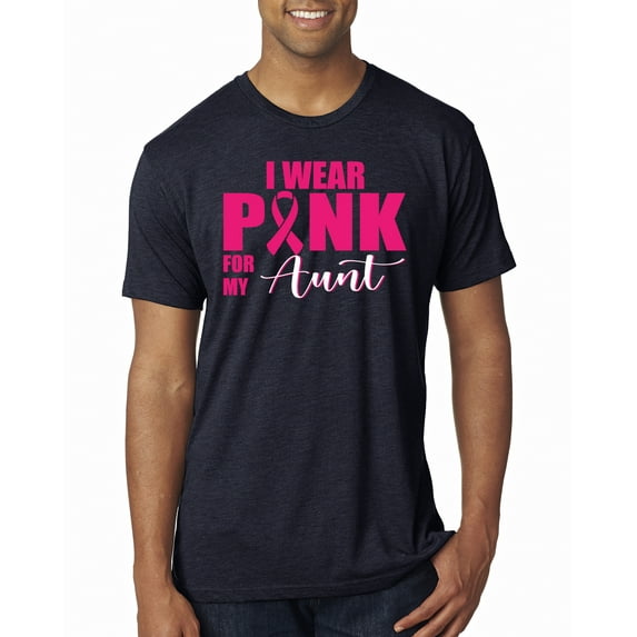 I Wear Pink for My Aunt Survivor Awareness Mens Premium Tri Blend T-Shirt, Vintage Navy, Medium