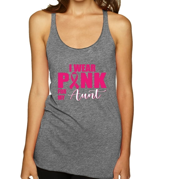 I Wear Pink for My Aunt Survivor Awareness Tri-Blend Racerback Tank Top, Premium Heather, Large