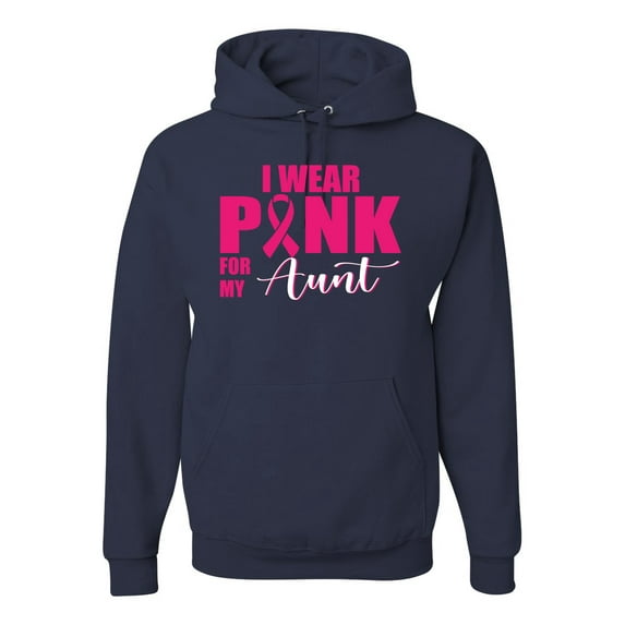 I Wear Pink for My Aunt Survivor Awareness Unisex Graphic Hoodie Sweatshirt, Navy, 3XL