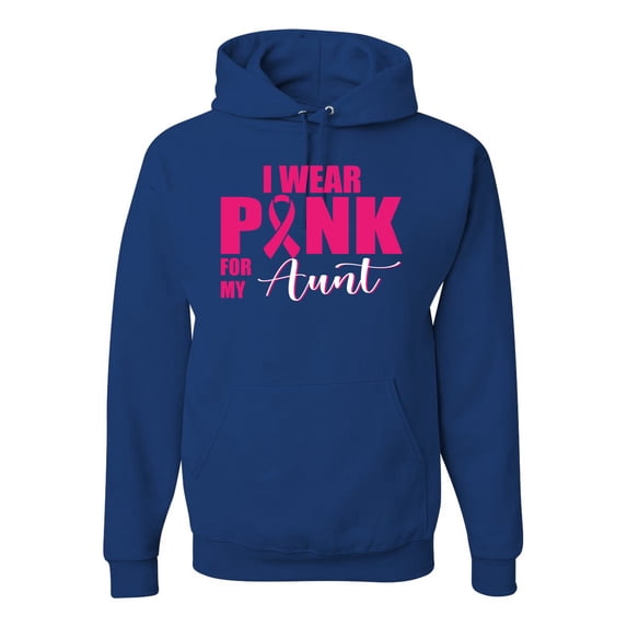 I Wear Pink for My Aunt Survivor Awareness Unisex Graphic Hoodie Sweatshirt, Royal, Small