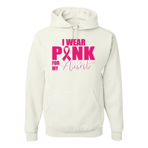 I Wear Pink for My Aunt Survivor Awareness Unisex Graphic Hoodie Sweatshirt, White, 3XL