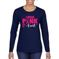 thumbnail image 1 of I Wear Pink for My Aunt Survivor Awareness Womens Graphic Long Sleeve T-Shirt, Navy, Small, 1 of 3