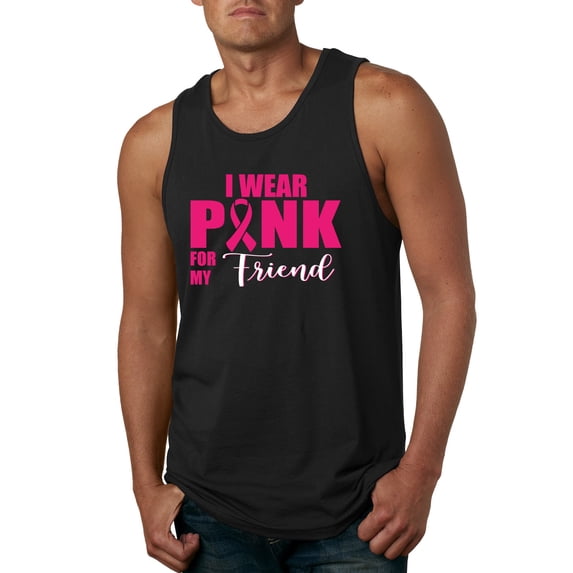 I Wear Pink for My Friends Survivor Awareness Mens Graphic Tank Top, Black, Small