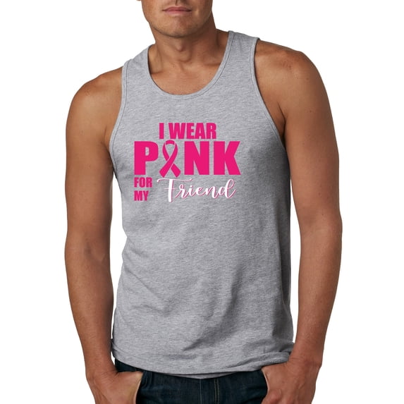 I Wear Pink for My Friends Survivor Awareness Mens Graphic Tank Top, Heather Grey, 2XL