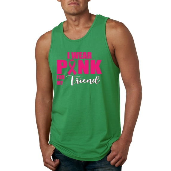 I Wear Pink for My Friends Survivor Awareness Mens Graphic Tank Top, Kelly, Medium
