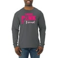 thumbnail image 1 of I Wear Pink for My Friends Survivor Awareness Mens Long Sleeve Shirt, Charcoal, Medium, 1 of 3