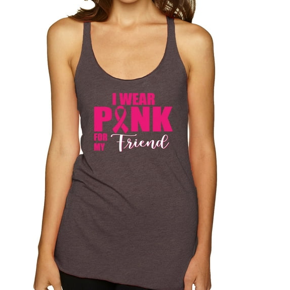 I Wear Pink for My Friends Survivor Awareness Tri-Blend Racerback Tank Top, Brown, Medium