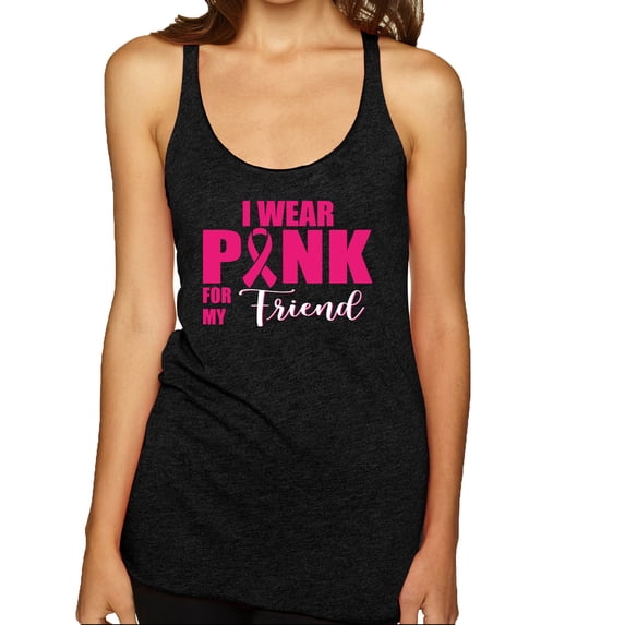 I Wear Pink for My Friends Survivor Awareness Tri-Blend Racerback Tank Top, Vintage Black, Large