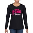 thumbnail image 1 of I Wear Pink for My Friends Survivor Awareness Womens Graphic Long Sleeve T-Shirt, Black, Small, 1 of 3