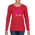 thumbnail image 1 of I Wear Pink for My Friends Survivor Awareness Womens Graphic Long Sleeve T-Shirt, Red, X-Large, 1 of 3