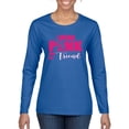 thumbnail image 1 of I Wear Pink for My Friends Survivor Awareness Womens Graphic Long Sleeve T-Shirt, Royal, Large, 1 of 3
