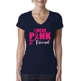 thumbnail image 1 of I Wear Pink for My Friends Survivor Awareness Womens V-Neck Tee, Navy, Large, 1 of 3