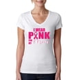 thumbnail image 1 of I Wear Pink for My Friends Survivor Awareness Womens V-Neck Tee, White, Medium, 1 of 3