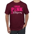 thumbnail image 1 of I Wear Pink for My Mom Survivor Awareness Men's Graphic T-Shirt, Maroon, X-Large, 1 of 3