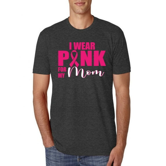I Wear Pink for My Mom Survivor Awareness Mens Premium Tri Blend T-Shirt, Vintage Black, Medium