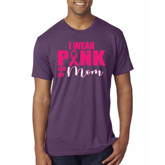 I Wear Pink for My Mom Survivor Awareness Mens Premium Tri Blend T-Shirt, Vintage Purple, Medium