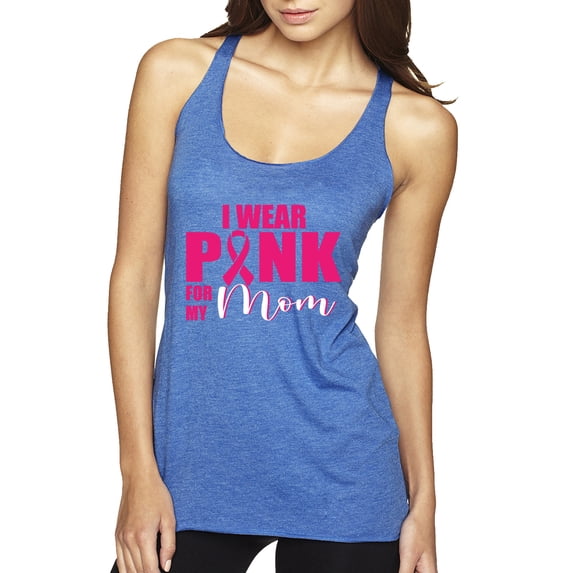I Wear Pink for My Mom Survivor Awareness Tri-Blend Racerback Tank Top, Vintage Royal, Small