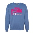 thumbnail image 1 of I Wear Pink for My Mom Survivor Awareness Unisex Crewneck Graphic Sweatshirt, Vintage Heather Blue, X-Large, 1 of 3