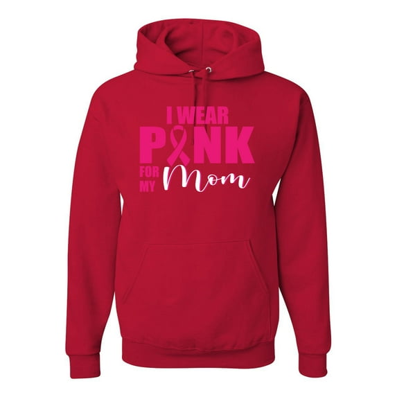 I Wear Pink for My Mom Survivor Awareness Unisex Graphic Hoodie Sweatshirt, Red, 2XL