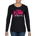 thumbnail image 1 of I Wear Pink for My Mom Survivor Awareness Womens Graphic Long Sleeve T-Shirt, Black, Small, 1 of 3