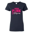 thumbnail image 1 of I Wear Pink for My Mom Survivor Awareness Womens Graphic T-Shirt, Navy, Small, 1 of 3