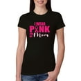 thumbnail image 1 of I Wear Pink for My Mom Survivor Awareness Womens Slim Fit Junior Tee, Black, Small, 1 of 3