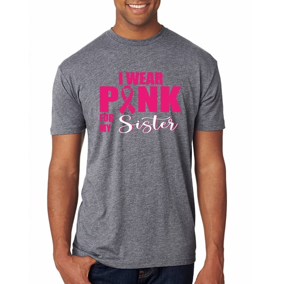 I Wear Pink for My Sisiter Survivor Awareness Mens Premium Tri Blend T-Shirt, Premium Heather, 2XL