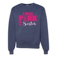 thumbnail image 1 of I Wear Pink for My Sisiter Survivor Awareness Unisex Crewneck Graphic Sweatshirt, Vintage Heather Navy, 2XL, 1 of 3