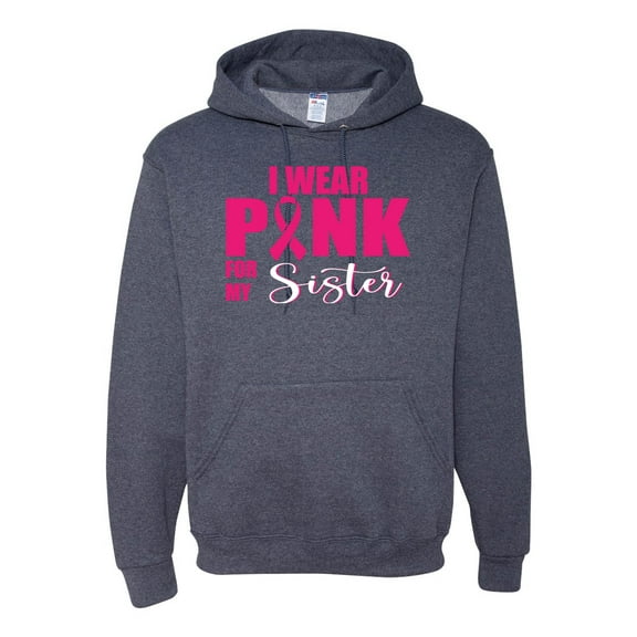 I Wear Pink for My Sisiter Survivor Awareness Unisex Graphic Hoodie Sweatshirt, Vintage Heather Navy, 2XL