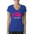 thumbnail image 1 of I Wear Pink for My Sisiter Survivor Awareness Womens Junior Fit V-Neck Tee, Royal, Small, 1 of 3