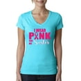 thumbnail image 1 of I Wear Pink for My Sisiter Survivor Awareness Womens Junior Fit V-Neck Tee, Tahiti Blue, Medium, 1 of 3