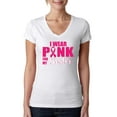 thumbnail image 1 of I Wear Pink for My Sisiter Survivor Awareness Womens V-Neck Tee, White, Medium, 1 of 3