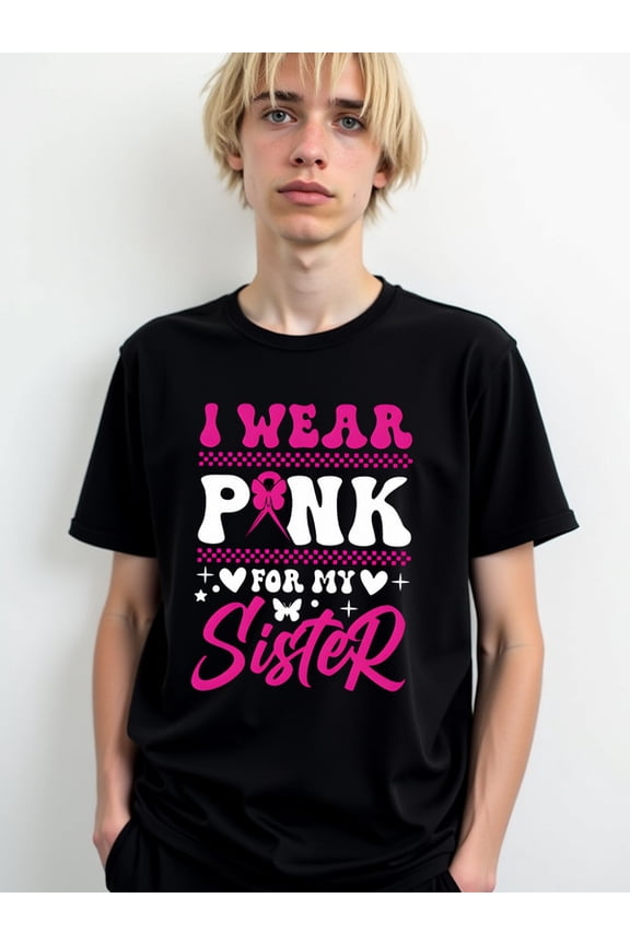 I Wear Pink for My Sister Mens t shirts black casual limited edition Cool shirts, Funny shirts, t shirt Original Unisex Shirt Short Sleeve tshirts