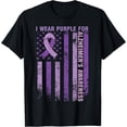 thumbnail image 1 of I Wear Purple For Alzheimer's Awareness American Flag T-ShirtMen's and women's pure cotton short-sleeved shirts, 1 of 6