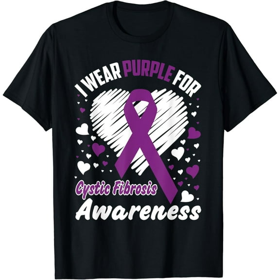 I Wear Purple For Cystic Fibrosis Awareness Shirt T-Shirt mens t shirt,black,women,funny,misfits,men,journey
