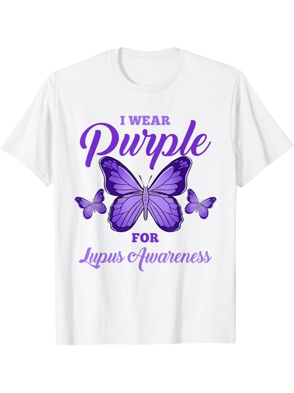 I Wear Purple For Lupus Awareness T-Shirt men and women can wear, black, white, gifts
