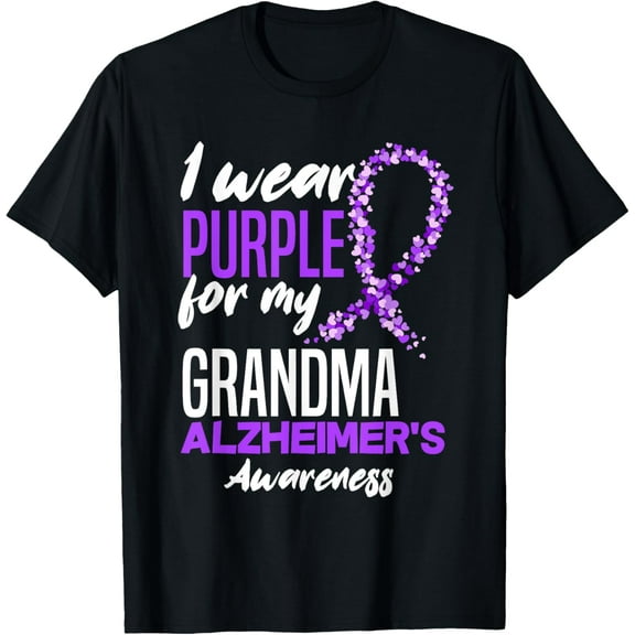 I Wear Purple For My Grandma Dementia Alzheimer's Awareness T-ShirtMen and women, Black T-shirt, size: Extra large
