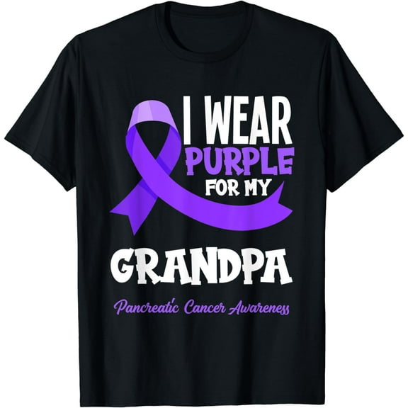 I Wear Purple For My Grandpa Pancreatic Cancer Awareness T-Shirt