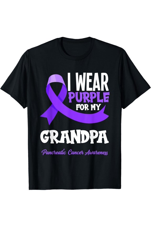 I Wear Purple For My Grandpa Pancreatic Cancer Awareness T-Shirt